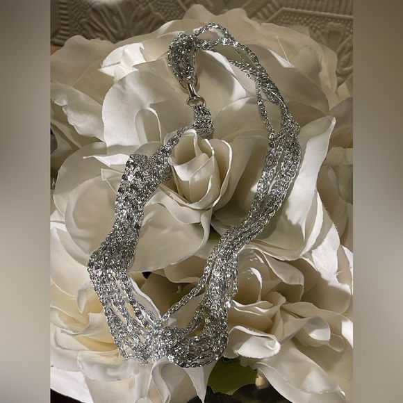 Vintage SARAH COV Silver Tone 8 Strand Choker Necklace - Picture 1 of 9